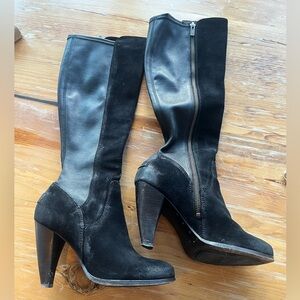 Frye Black Leather Heeled Boots